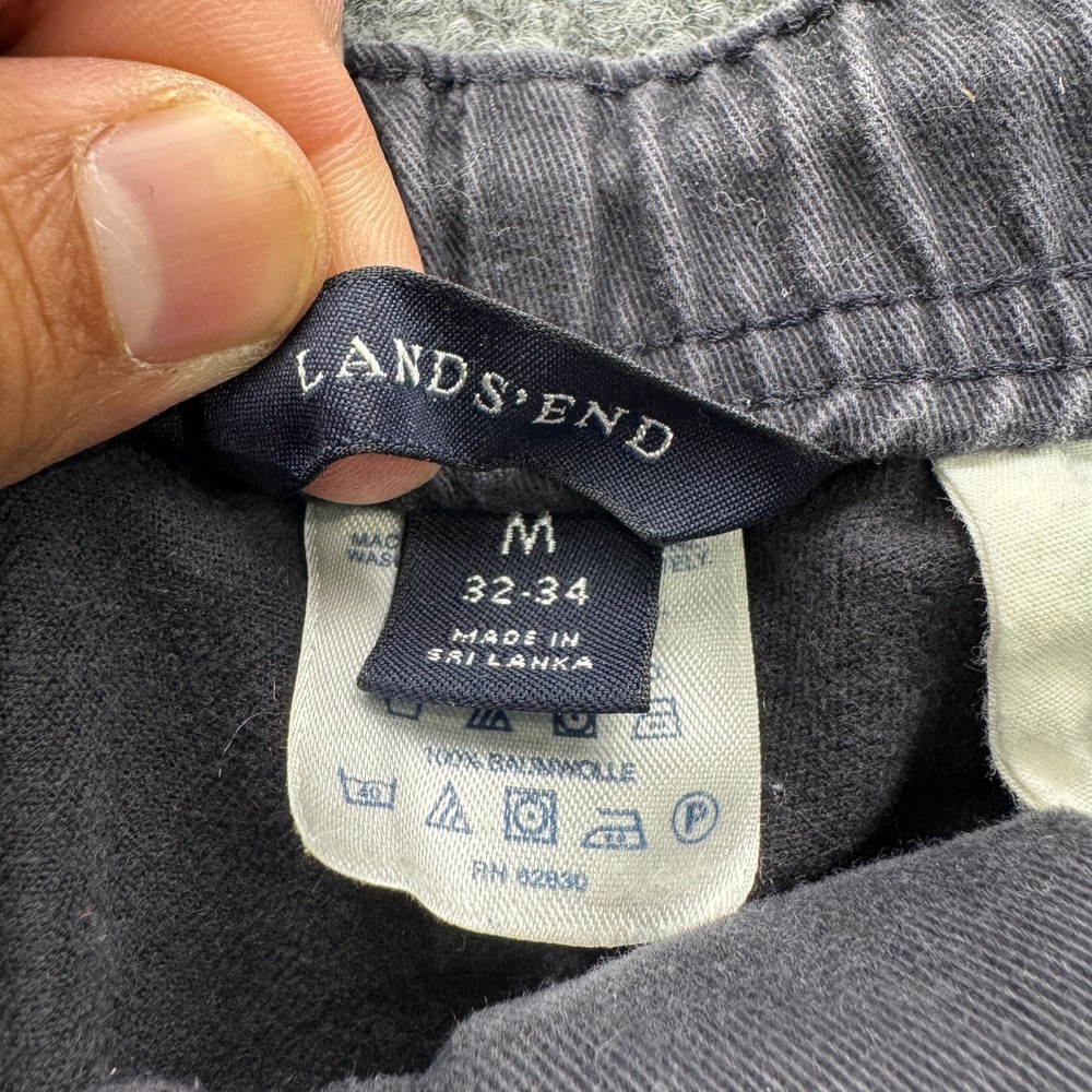 Lands End Elastic Waist Chino Shorts Mens M Black 5.5" Inseam Casual Twill - Picture 8 of 12